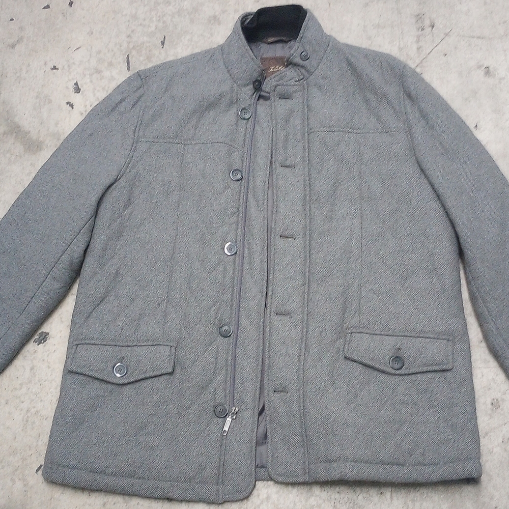 Tasso Elba Gray Military Field Jacket with Quilted Design